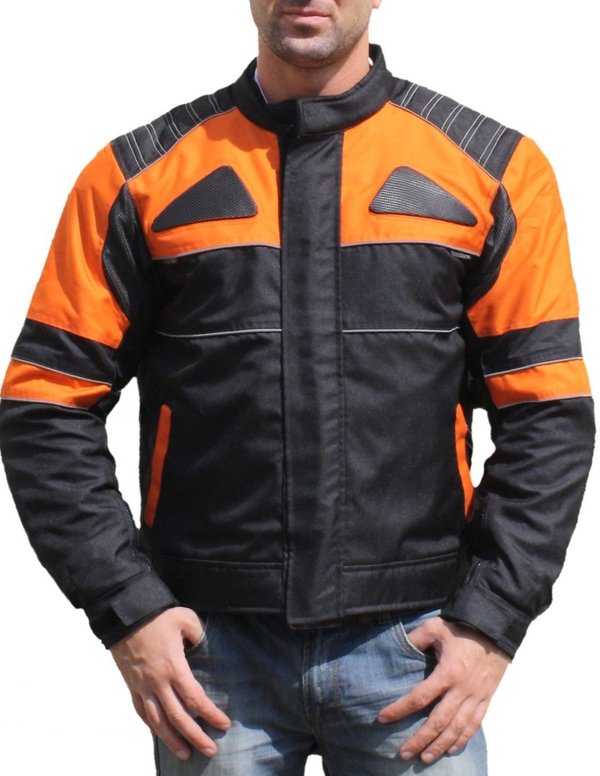 Motorradjacke Textil Orange/schwarz
