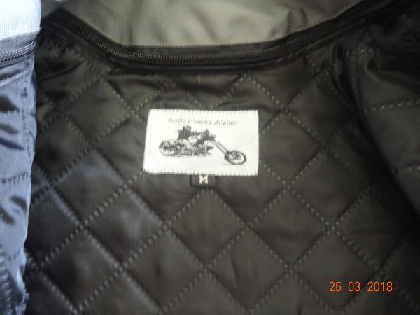 Damen Motorradjacke Textil Grau/schwarz/weiß