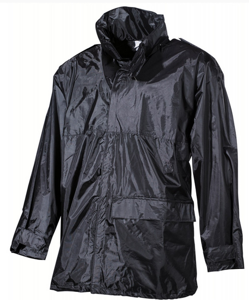 Regenjacke, Polyester mit PVC, schwarz