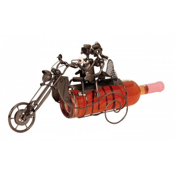 Wein-Flaschenhalter 'Motorrad mit Paar' H=23cm B=36Metall