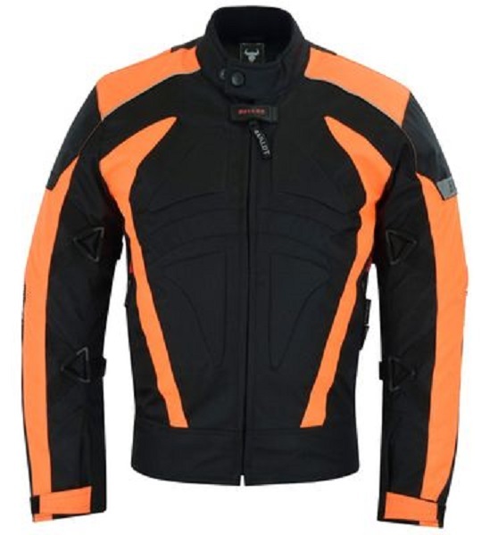 BULLDT Textil Motorradjacke, Schwarz/Neon-Orange, oder Schwarz/Neon-Grün