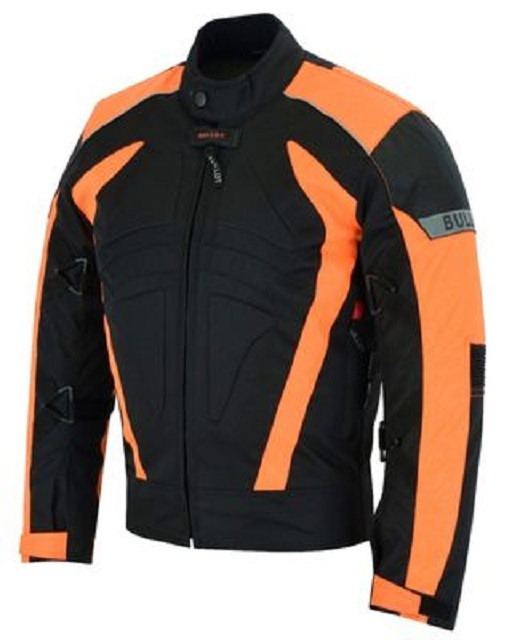 BULLDT Textil Motorradjacke, Schwarz/Neon-Orange, oder Schwarz/Neon-Grün