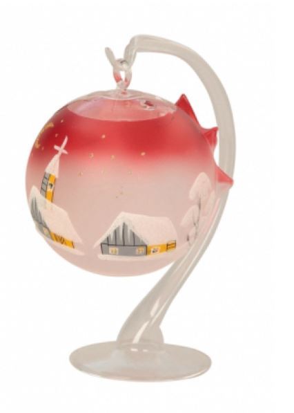 Weihnachtskugel für Teelicht mit Ständer h=22cm